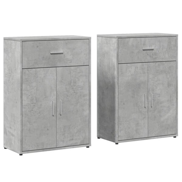 vidaXL Buffets 2 Pièces gris béton 60x30x84 cm bois d'ingénierie