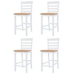 vidaXL Table et chaises de bar 5 Pièces Bois massif Marron et blanc
