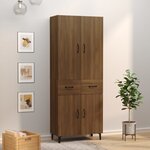 Vidaxl buffet haut chêne marron 69 5x34x180 cm bois d'ingénierie
