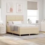 vidaXL Lit Box Spring avec Matelas & LED Crème 140x200 cm Tissu