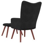 vidaXL Chaise de relaxation avec repose-pied Noir Velours