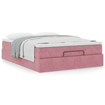 vidaXL Cadre de lit ottoman avec matelas rose 140x190 cm velours