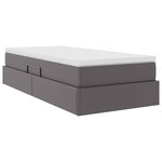 vidaXL Lit avec rangement et matelas Gris 90 x 200 cm Simili cuir