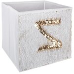 Boîte de rangement/tiroir pour meuble en tissu Sequin - Or et blanc