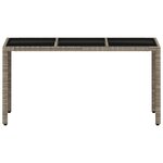 vidaXL Table de jardin dessus en verre gris clair résine tressée
