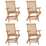vidaXL Chaises de jardin et coussins gris lot de 4 Bois de teck massif