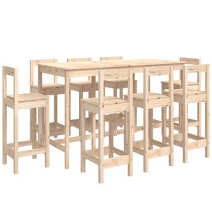 vidaXL Ensemble de bar 9 Pièces Bois de pin massif
