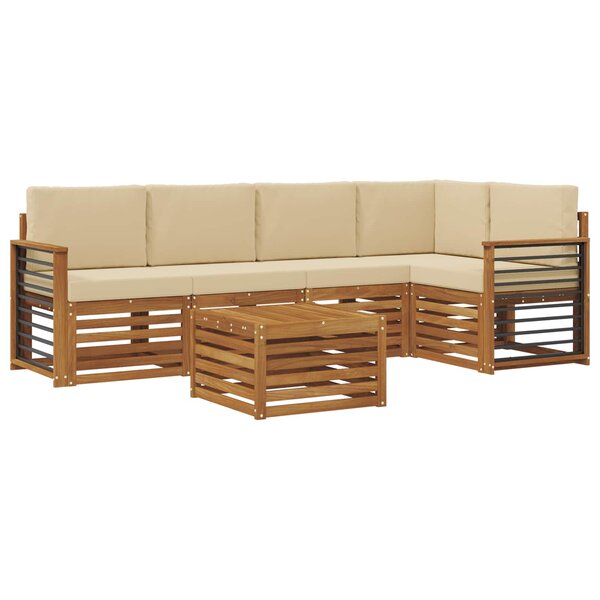 vidaXL Ensemble de canapé d'angle avec coussin 6 Pièces Naturel et Beige