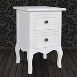 vidaXL Table de chevet avec 2 tiroirs MDF Blanc
