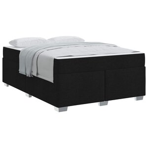 vidaXL Cadre de lit avec matelas Noir 140 x 200 cm tissu