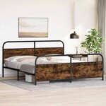 vidaXL Cadre de lit en métal sans matelas chêne fumé 193x203 cm