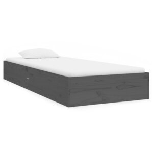 vidaXL Cadre de lit sans matelas gris bois massif 75x190 cm