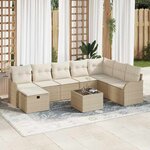 vidaXL Ensemble de canapé de jardin avec coussin 9 Pièces beige et crème