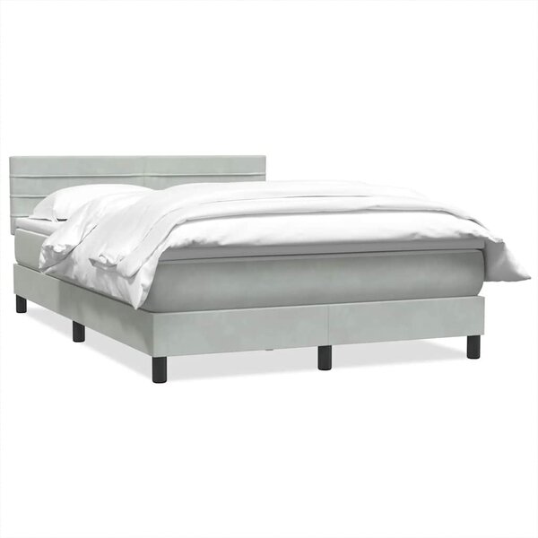 vidaXL Sommier à lattes de lit et matelas gris clair 160x220cm velours
