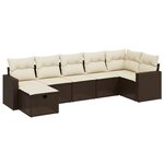 vidaXL Salon de jardin avec coussins 7 Pièces marron résine tressée