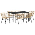 vidaXL Set de salle à manger de jardin 7 pièces en poly rattan marron
