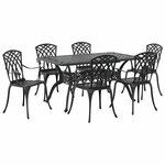 vidaXL Ensemble de salle à manger pour jardin 7 Pièces Noir Aluminium