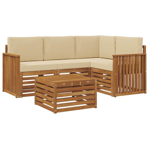 vidaXL Ensemble de canapés d'extérieur 5 Pièces Naturel et Beige