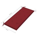 vidaXL Banc de jardin avec coussin bordeaux 120 cm Bois de teck massif