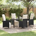 vidaXL Ensemble de salle à manger pour jardin 5 Pièces Noir Poly rotin