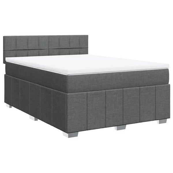 vidaXL Sommier à lattes de lit avec matelas Gris foncé 160x200cm Tissu
