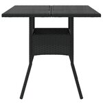 vidaXL Table de jardin dessus en verre noir 80x80x75 cm résine tressée