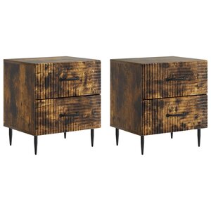 vidaXL Cabinet de chevet 2 Pièces Chêne fumé 43 x 34 5 x 47 5 cm