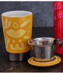 Tasse en porcelaine à double paroi avec infuseur opéra jaune