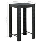 vidaXL Ensemble de bar de jardin 5 Pièces et coussins Résine tressée Noir