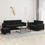 vidaXL Ensemble de canapés 3 Pièces avec coussins noir tissu microfibre