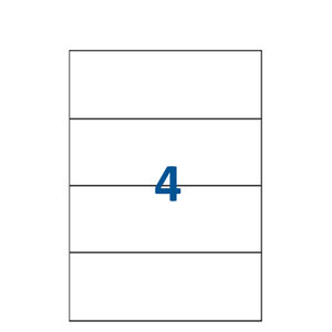 Lot de 200 Planches étiquettes autocollantes blanches sur feuille A4 : 210 x 74 2 mm (4 étiquettes par feuille spéciales bons de transport)