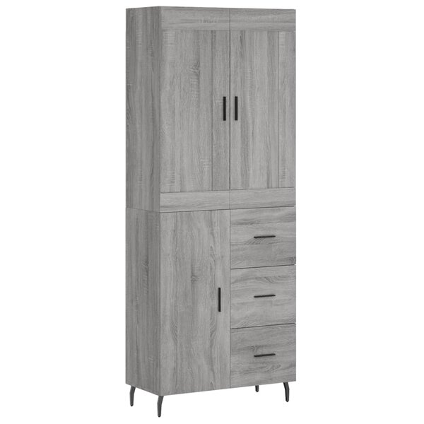 vidaXL Buffet haut Sonoma gris 69 5x34x180 cm Bois d'ingénierie