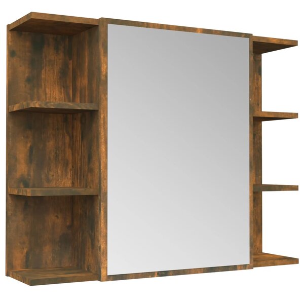 vidaXL Armoire à miroir de salle de bain Chêne fumé 80x20 5x64 cm Bois