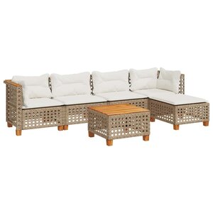 vidaXL Salon de jardin avec coussins 6 Pièces beige résine tressée