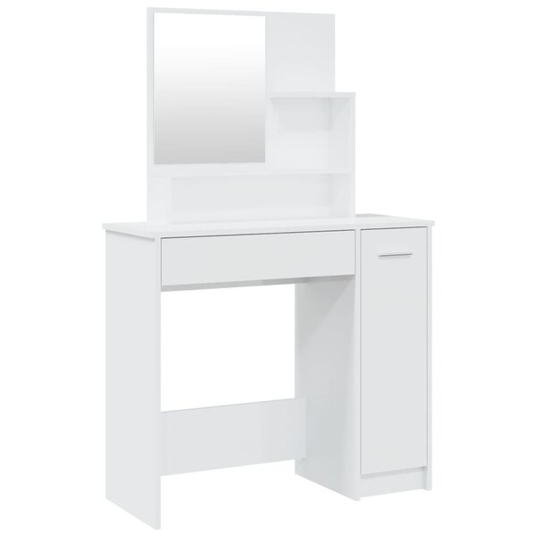 vidaXL Coiffeuse avec miroir blanc brillant 86 5x35x136 cm