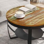 vidaXL Table basse Ø68x43 cm Bois de récupération massif
