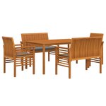 vidaXL Ensemble à manger d'extérieur 5 Pièces et coussins Acacia solide