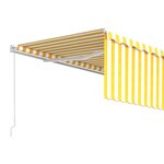 vidaXL Auvent manuel rétractable avec store 4 5x3 m Jaune et blanc