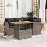 vidaXL Salon de jardin 5 Pièces avec coussins gris résine tressée