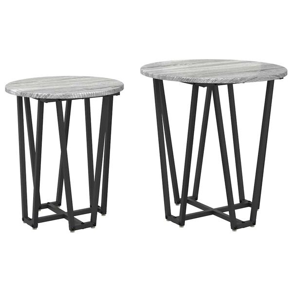 vidaXL Ensemble de tables d'appoint 2 Pièces Gris Sonoma et noir