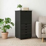 vidaXL Cabinet roulant Noir 53 x 39 x 103 cm Bois de Pin Massif
