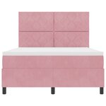 Lit Box Spring vidaXL avec Matelas & LED Rose 140x200 cm Velours