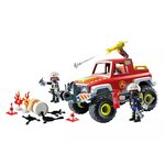 PLAYMOBIL 71824 - Action Heroes Véhicule de pompiers avec bidon d'essence enflammé