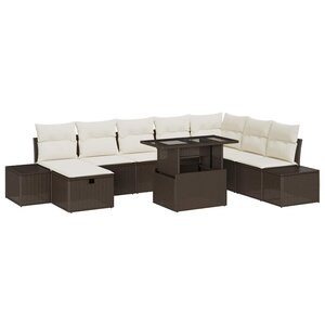 vidaXL Ensemble de canapé de jardin 11 Pièces Marron Poly rotin