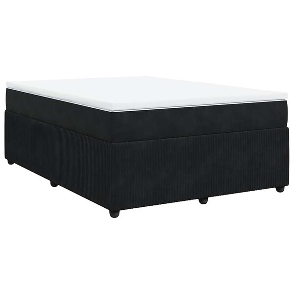 vidaXL Sommier à lattes de lit et matelas Noir 160x200 cm Velours