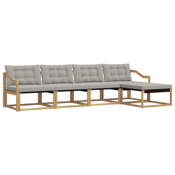 vidaXL Ensemble de canapés d'extérieur 5 Pièces Blanc et gris clair