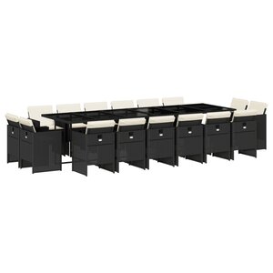 vidaXL Ensemble à manger de jardin 17 Pièces coussins noir résine tressée