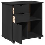 vidaXL Cabinet roulant Noir 63 5 x 39 x 65 5 cm Bois de Pin Massif