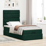 vidaXL Cadre de lit ottoman avec matelas vert foncé 90x190 cm velours