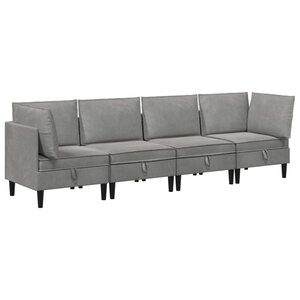 vidaXL Ensemble de meubles pour le salon 4 pc Gris clair Velours
